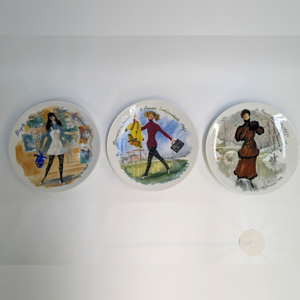 Vintage Limoges Collectors Set Women in Fashion Plates Set of 3 Excellent Co…